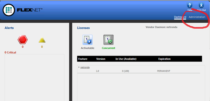 Licence Administrator dashboard