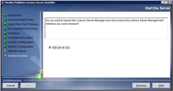 Start the Server Start the Server